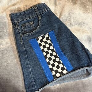 UPCYCLED CHECKERED Jean Shorts